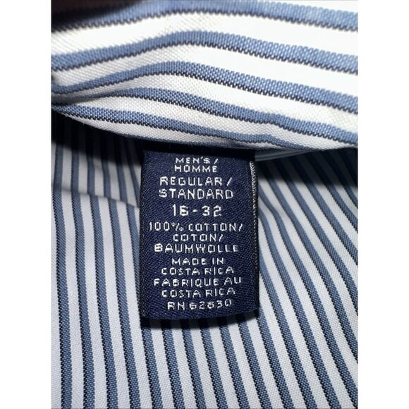 Lands End Long Sleeve Men’s Blue Stripped Button Down Shirt - Picture 4 of 4